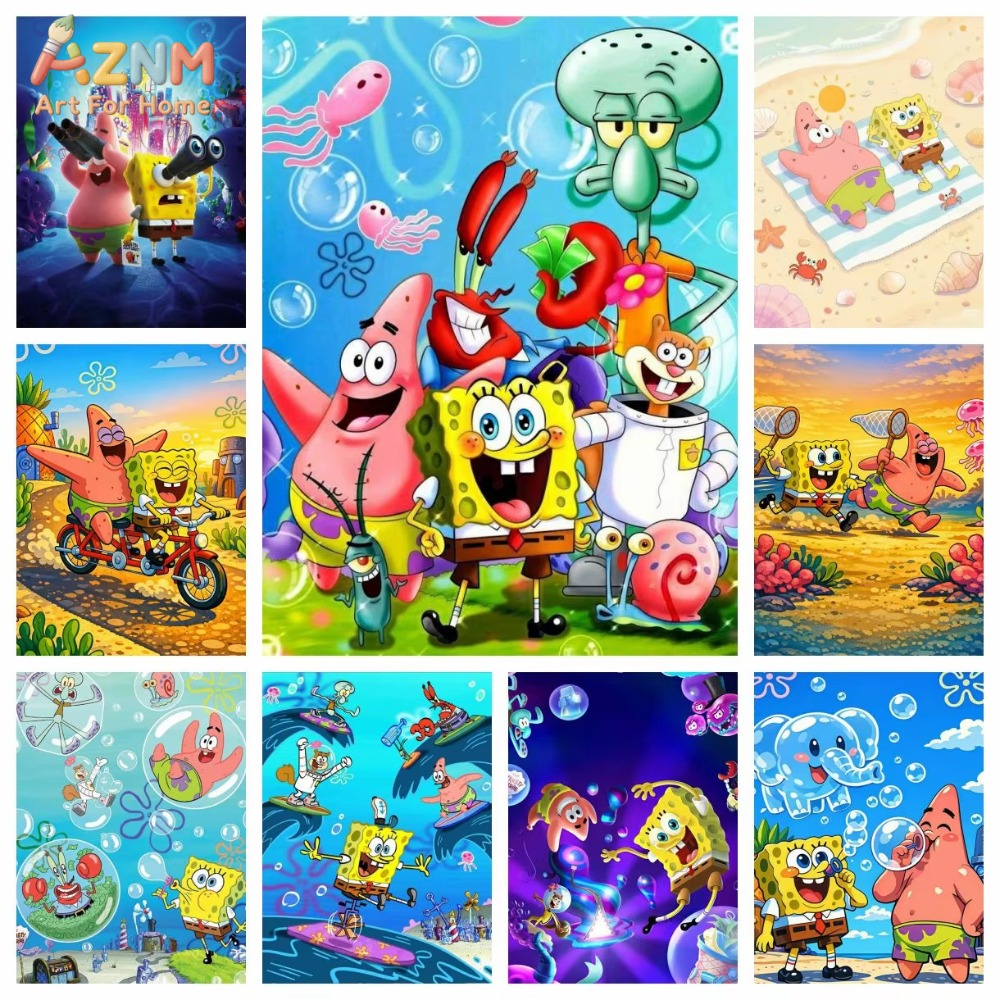 Home Cinema Classic - 1pc かわいい F-Funny-Sponge ボブポスターキャンバス絵画ポスタープリント付きホームベッドルームリビングルーム装飾ギフト
