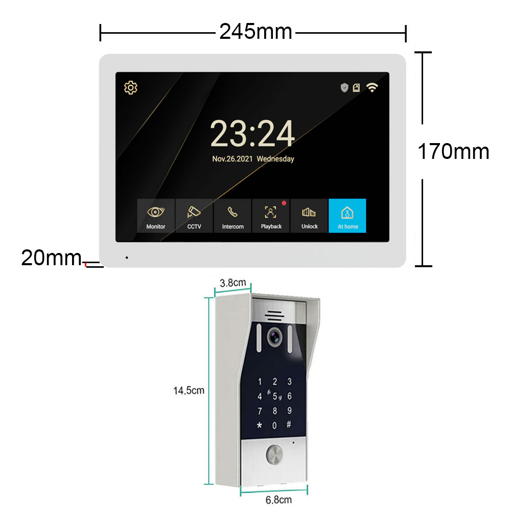 5in1 ロック解除ドアベル 10 インチ 1080P タッ - Home Cinema Wall Panels のレビューと価格