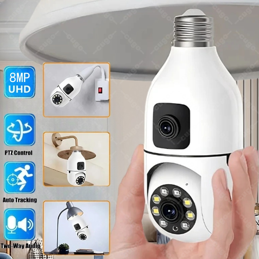 E27電球型監視セキュリティカメラ 8MP HDナイトビジョ - Home Cinema Wall Panels のレビューと価格